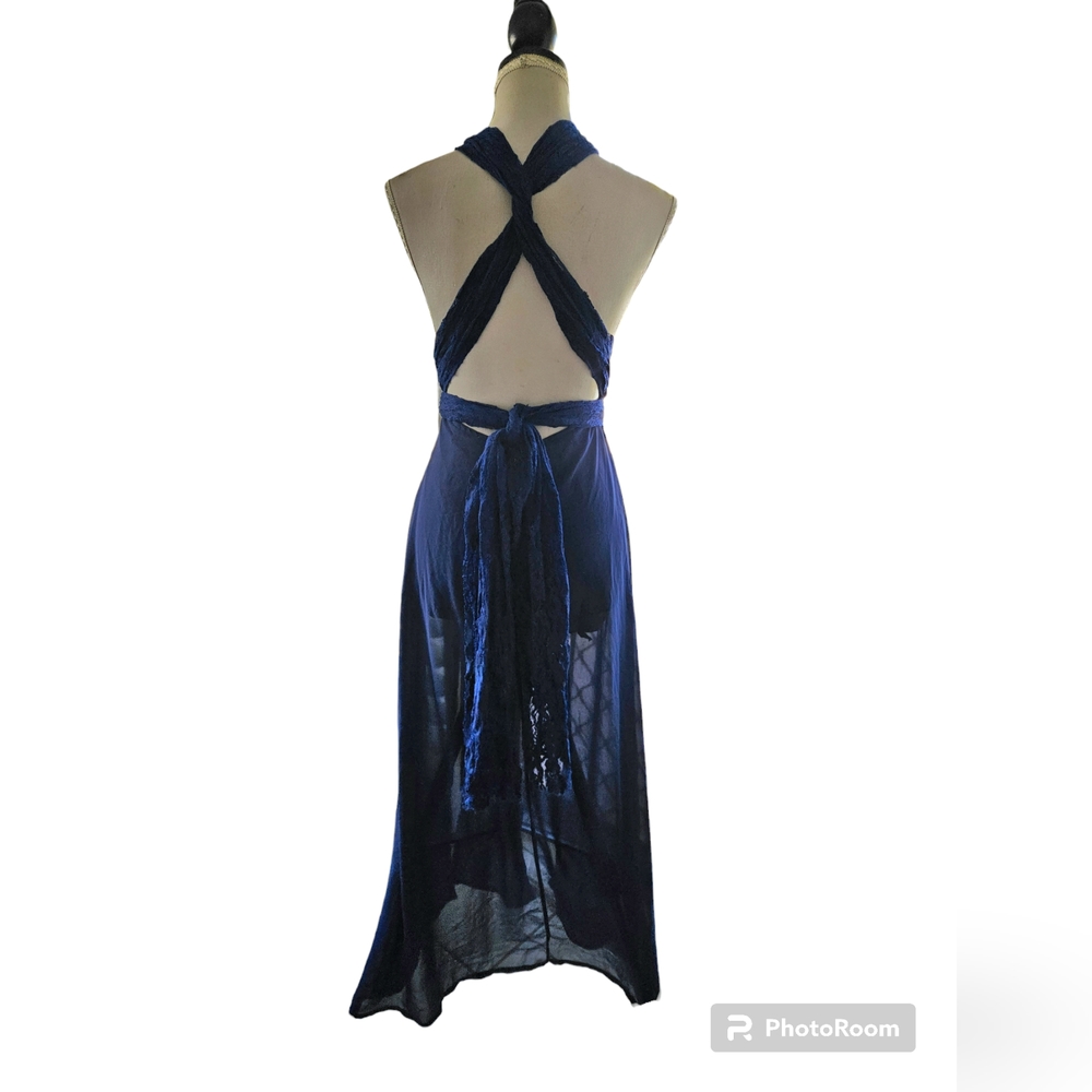 Angel Biba | Navy Infinity Dress | 2 Splits w built-in shorts | Formal | Size 8 - Picture 4 of 4